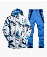 GS Snowing Men Blue Snowsuit Ski Pants Jacket Med Bibs NO STRAPS