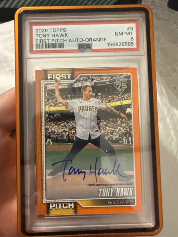 2026 Topps Tony Hawk First Pitch Auto Orange/25