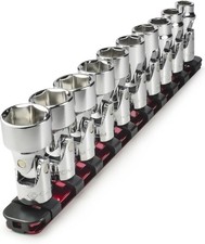 10pc 38 Drive Metric Flex Socket Set 1019mm 6-point Swivel W Rail