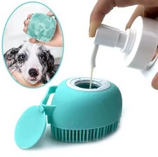 Silicone Pet Bath Brush Shampoo Dispenser Grooming Massage Glove Dog Cat