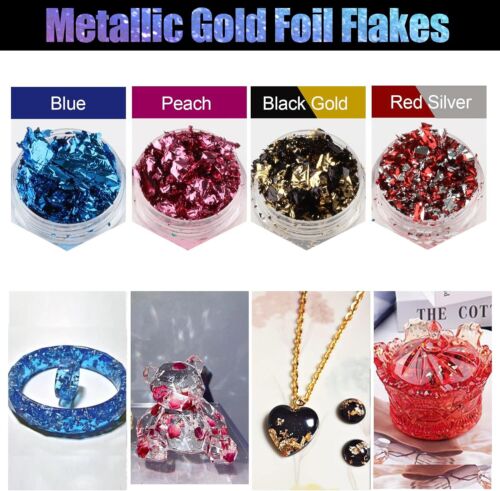 Gold Flakes for Resin 30 Colors Metallic Foil Flakes Colored Gilding Flakes Cr - Picture 4 of 11