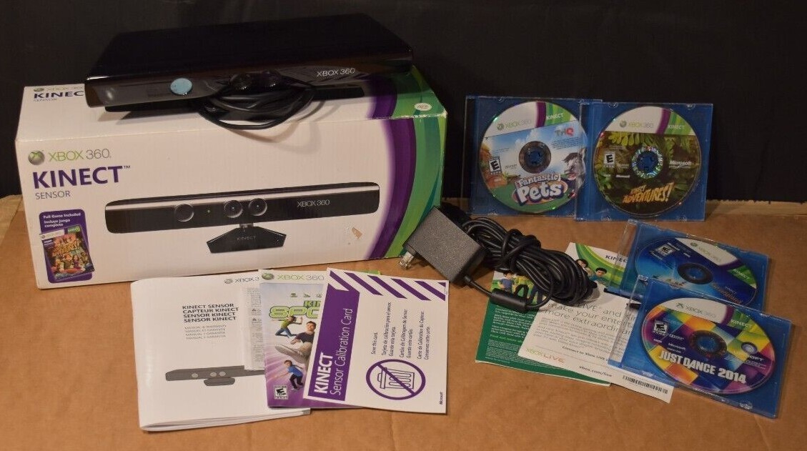 Microsoft 1414 XBOX 360 Kinect Sensor Bar + Games 🎮 or SLS Paranormal