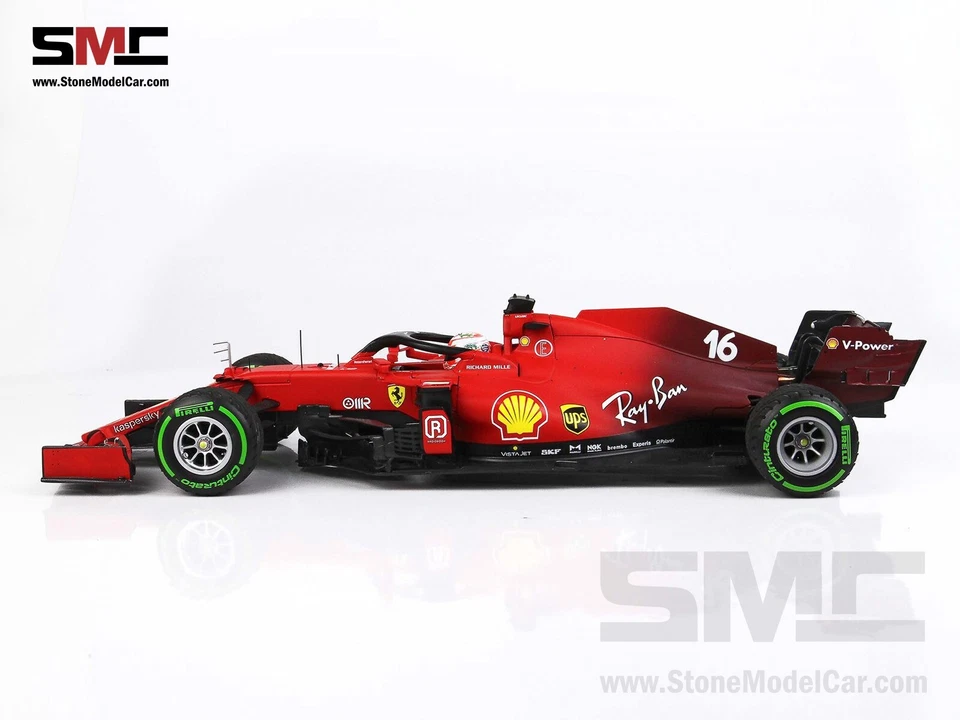 Зеленые шины Ferrari F1 SF21 #16 Charles Leclerc Emilia Romna GP 2021 1:18 BBR - Изображение 2 из 4