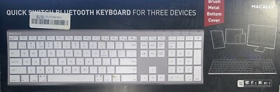New MACALLY Quick Switch Bluetooth Keyboard  3 Devices Brush Metal Bottom Cover