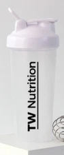 TW Nutrition 28 Oz Protein Shaker Bottle Shaker Cup Clear White BPA Free No Leak
