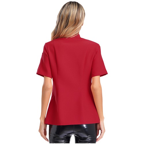 Women Jacket Kitchen Coat Cafe Tops Collar Short Sleeve Canteen Chef Cooking - Picture 40 of 77