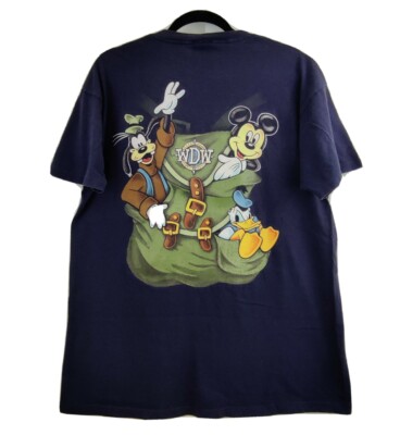 VTG Disney Inc. Mickey Mouse Donald Navy Blue 90's T-shirt Made in USA Sz L