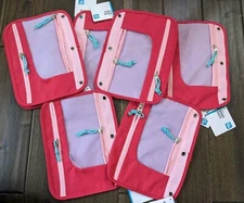 Pen + Gear 2 zipper 3 ring Binder Pouch Lot Of 8 Pastel Pink Blue Red New School