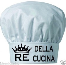 Cappello UOMO cuoco chef  bianco scritta RE DELLA CUCINA  pasticcera regalo