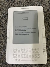 Amazon White Kindle 2nd Gen. Model D00701 - For Parts - Needs New Battery