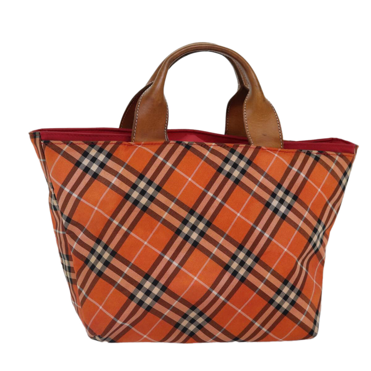 Burberry Nova Check Orange Synthetic Handbag Authentic
