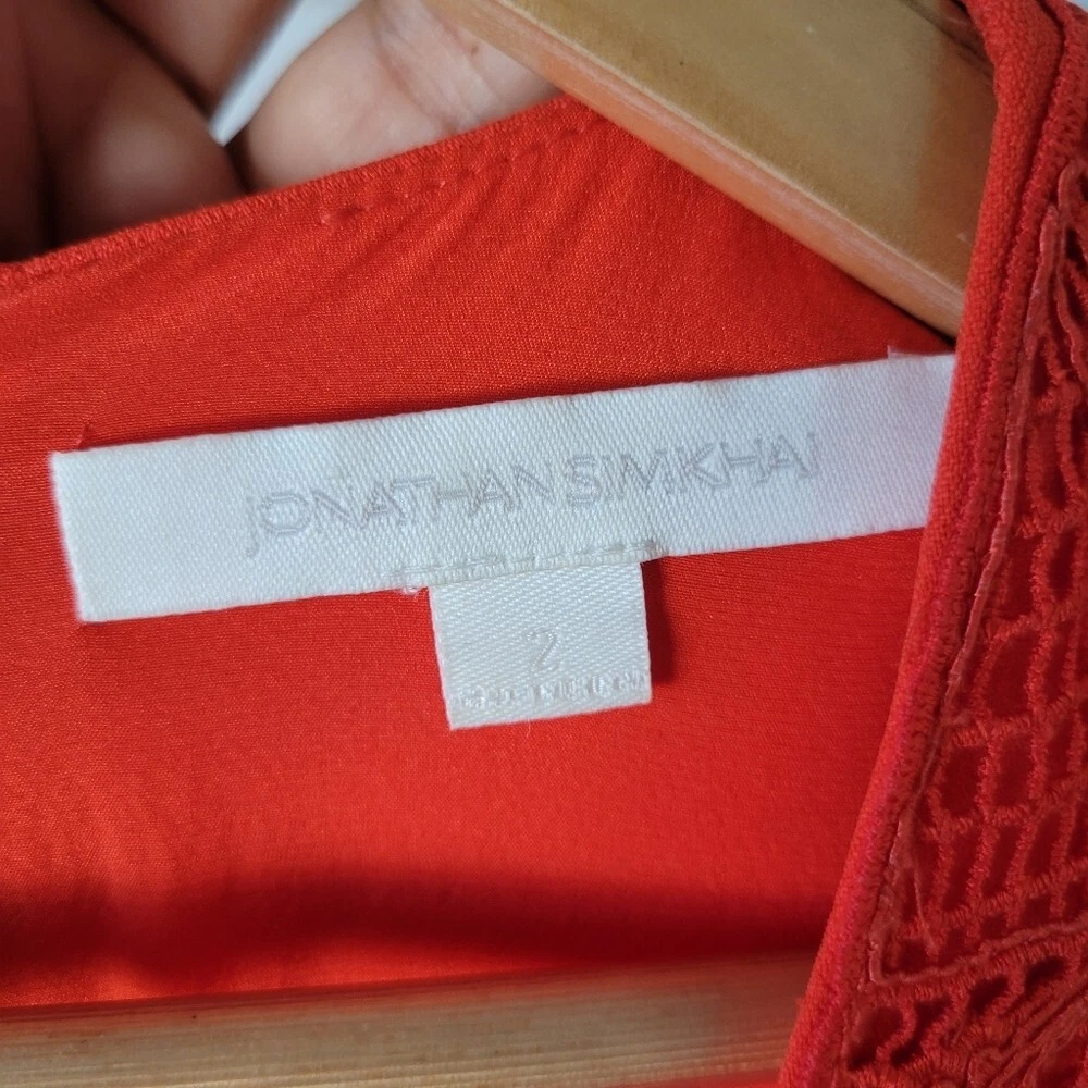 Abito midi Jonathan Simkhai rosso pizzo donna 2 cocktail San Valentino sexy femminile