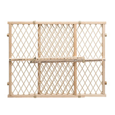 Adjustable Wooden Baby Gate -Position  Lock,Fits 26-42" Openings Natural Finish