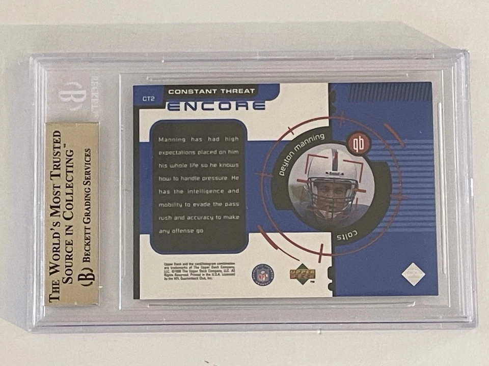 1998 Peyton Manning UD Encore Constant Threat ROOKIE #CT2 BGS 9.5 - Image 3 of 3