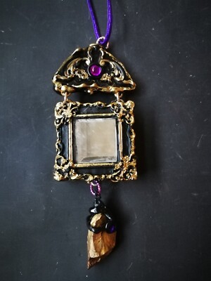 Gioiello Talismano Pendente Amuleto Specchio Nero Magia Strega