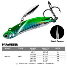 8x 5-20g Metal Fast Sinking Lure Rotating Laser Sequin Trolling Fishing Bait new