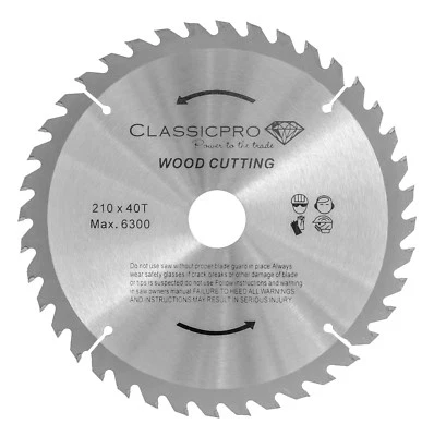 CLASSICPRO TOOLS UK Classicpro 210mm x 30mm Bore 40T TCT Circular Plunge Saw Blade For Wood UK