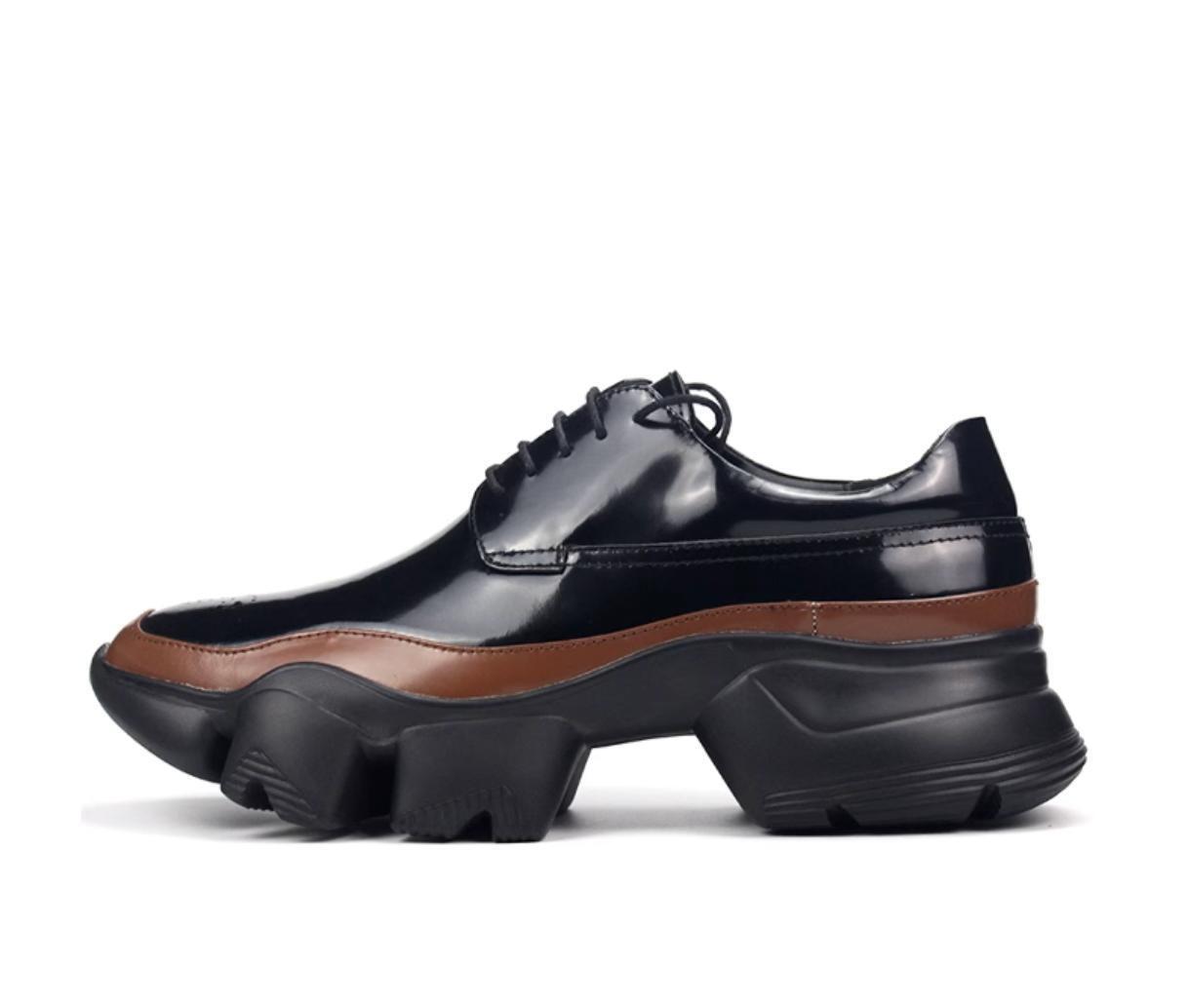 SAOLA Sneaker da uomo moda sport creeper in pelle nera gioventù scarpe stringate comfort