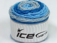 2-Skein Lot Cakes Yarn Light Acrylic 2x140g/225m Blue Shades Grey