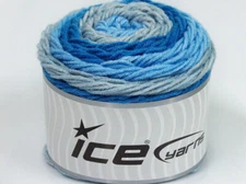 2-Skein Lot Cakes Yarn Light Acrylic 2x140g/225m Blue Shades Grey