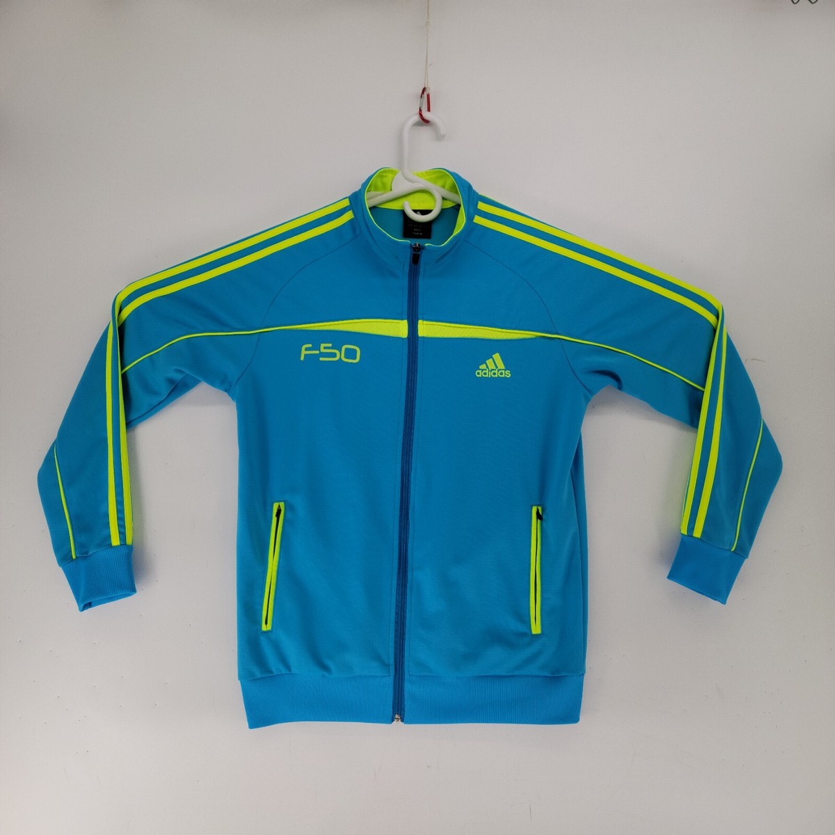Adidas 2013 F50 Boys L Blue Neon Yellow Full Zip Tracksuit | eBay