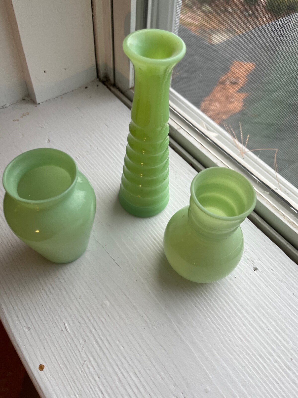 Jadeite vases trio of three rare! One is 6.25" two are 4" eBay