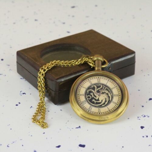 Brass watch elgin vintage pocket Collectible Antique 1- Brass Pocket Watch- Wood - Picture 1 of 8