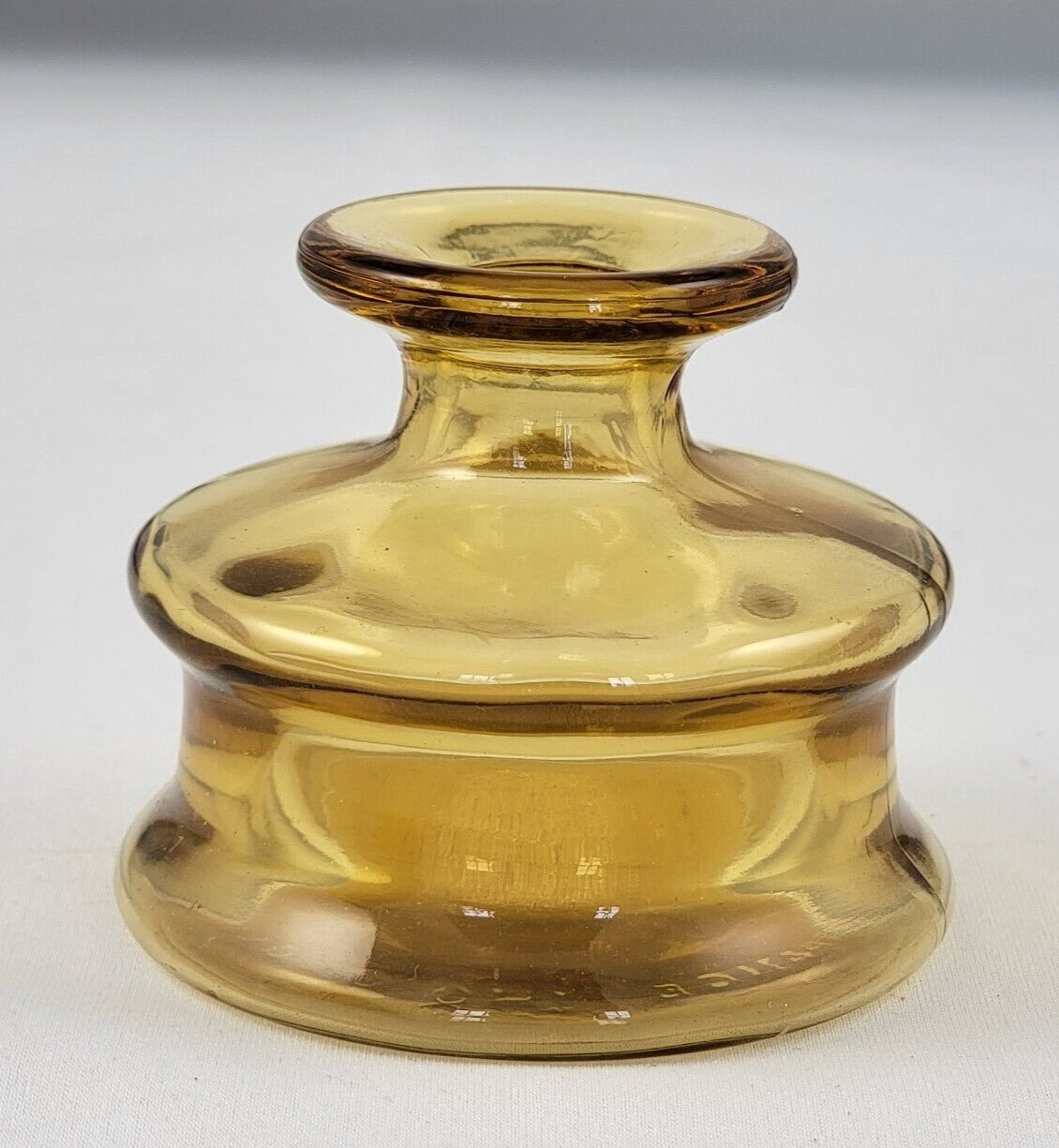 Mid Century Vintage Dansk France Inkwell Honey Amber Color Glass Ink Well Pot