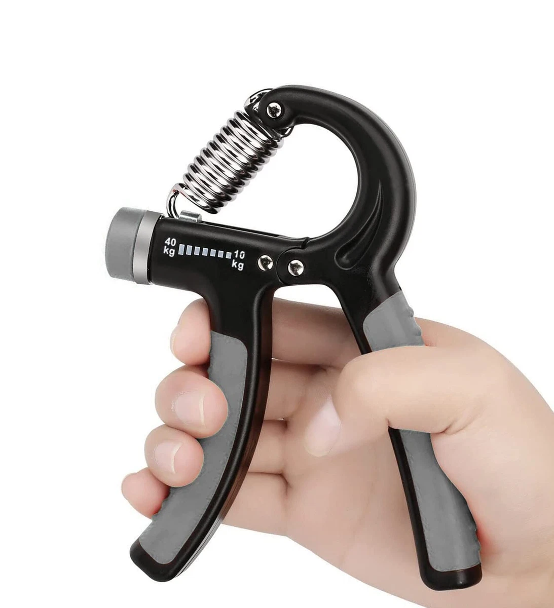 Adjustable Black/Gray Hand Grip (10kg - 40kg) Finger Excerciser, Hand  Gripper