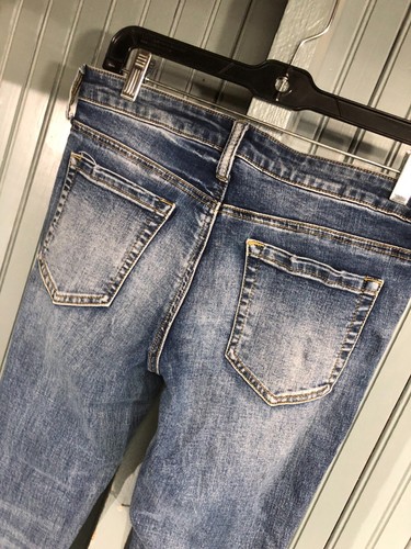 Ashley Mason Size 7 Distressed Womens Blue Denim Stretch Jeans - Foto 5 di 9