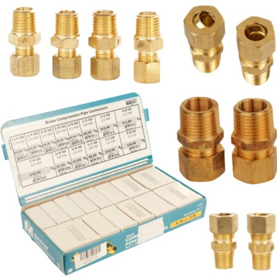 31 pcs Brass Compression Pipe Connectors Plumbing  34480, 1/4'' Thru 7/8'' MIP+FIP