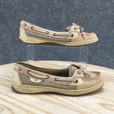 Sperry Top Sider Boat Shoes Womens 7 M Angelfish Beige Leather Lace Up 9102047