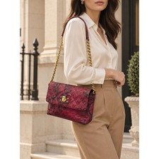 Marc Jacobs Shoulder Bag Red Black Snakeskin Quilted Leather