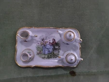 8-Piece LIMOGES Porcelaine D’Art France Miniature Tea Set ~5 1/8”x2 3/4”