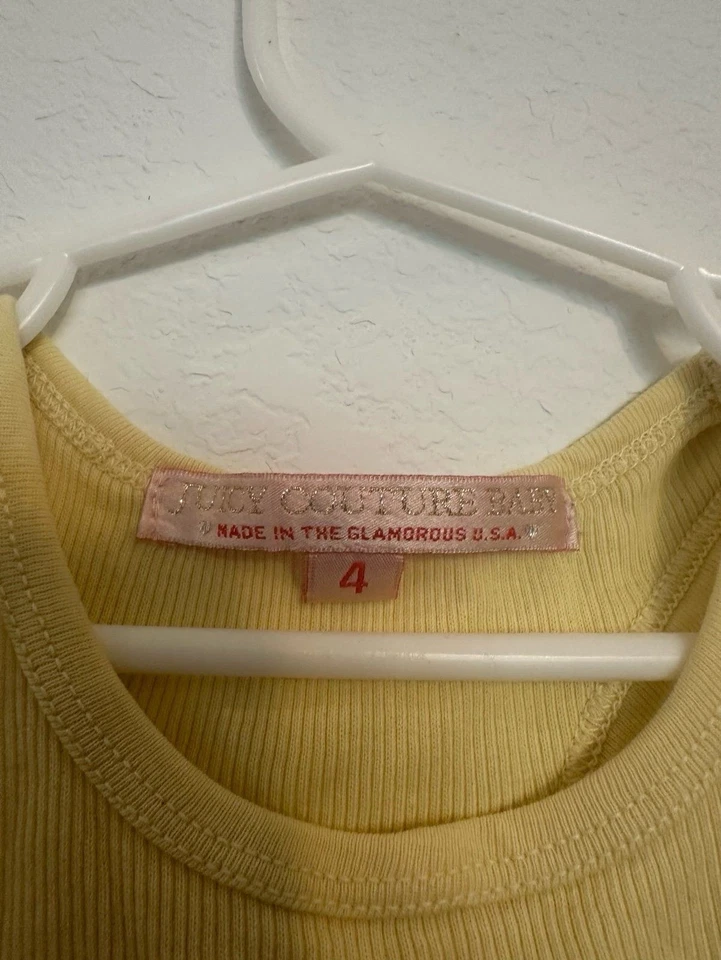 Camiseta sin mangas vintage/Y2K Juicy Couture bebé talla 4 amarilla acanalada Foto 2 de 3