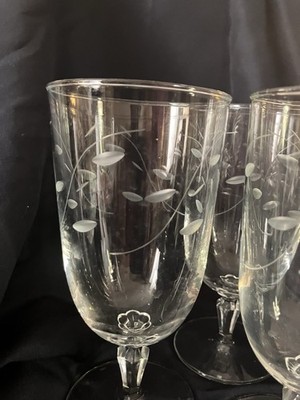 Vintage Libby Windswept Iced Tea Glasses Set of 4 12 oz Etched Glass EUC