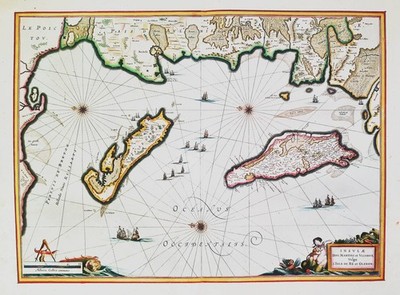 Ile de Re Oleron Golfe de Gascogne France carte map Karte Blaeu engraving 1630