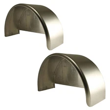 2 Pack - 32x10.75" Single Axle Smooth Aluminum Trailer Fenders with Back Plates