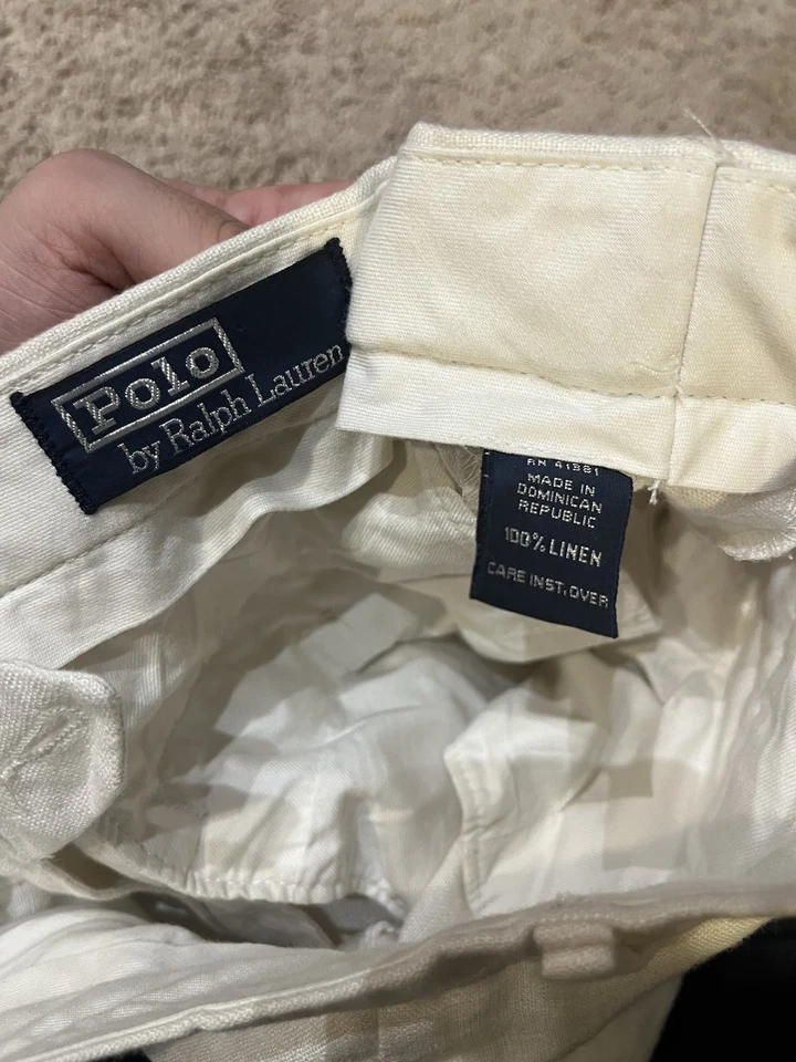 Pantalón Polo Ralph Lauren Vintage 100% Lino Blanco. Talla 32x30 Foto 4 de 4