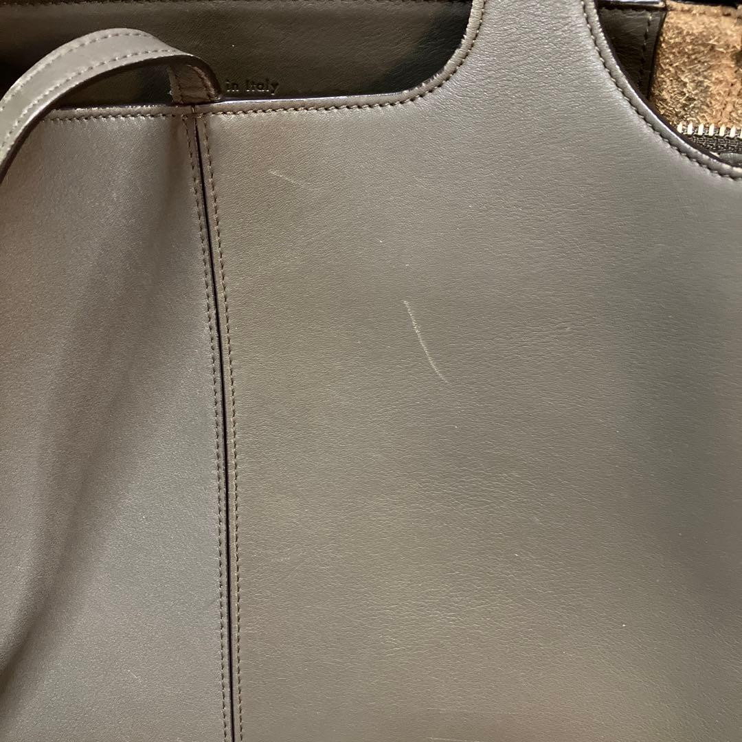 Celine Tri-Fold Shoulder Bag Medium Dark Gray Leather Used Good Rare From Japan image 6