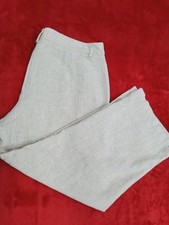 M&S Collection Linen Blend Trousers 18 Beige Straight Leg 52% Linen Summer Used 