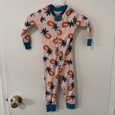 Hanna Andersson One Piece Sleeper Pajamas Pineapple Sweet Print 3T Zip EUC
