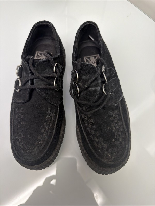 TUK Viva Mondo Black Suede Platform Creepers Emo Grunge Lace Up Shoes M6 W8