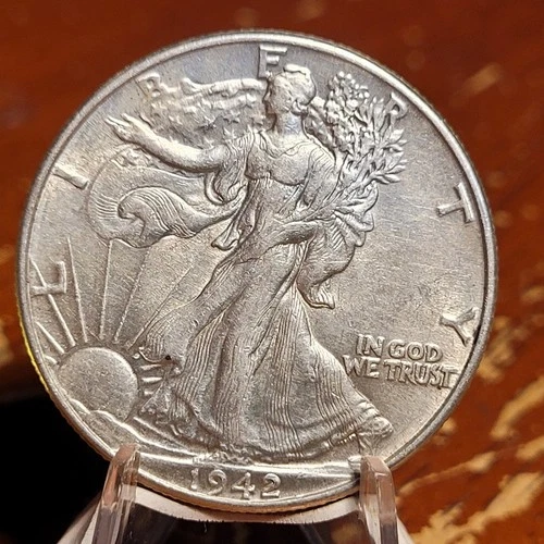 1942-P WALKING LIBERTY HALF DOLLAR 90% Silver AU NICE COIN