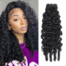 Nidoneld Burmese Curly Human Hair Bundle Natural Black 18 Inch