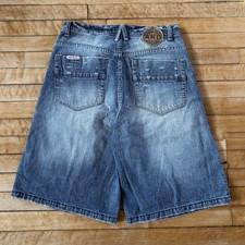 VTG Akademiks Baggy Jean Shorts Jorts Faded Distressed y2k Skater Denim Mens 32