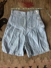 Vintage 70s Denim Shorts Light Blue Button Front High Waist Hot Exercise Gym