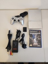 Tested Sony PlayStation 2 PS2 Slim Silver Console Wired Controller 8MB MC (SR-1)