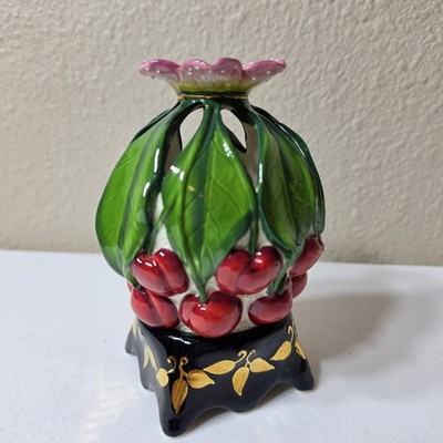 Blue Sky 2004 J McCall Cherries Votive Tea Light Fairy Lamp 2 Piece