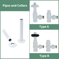 Traditional Thermostatic Manual Angled Radiator Valves Pipes and Collars Brass